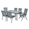 MWH Elements Gartenmöbelset 7-teilig Mit Alutapo Gartentisch 160x95cm Eisengrau/Anthrazit