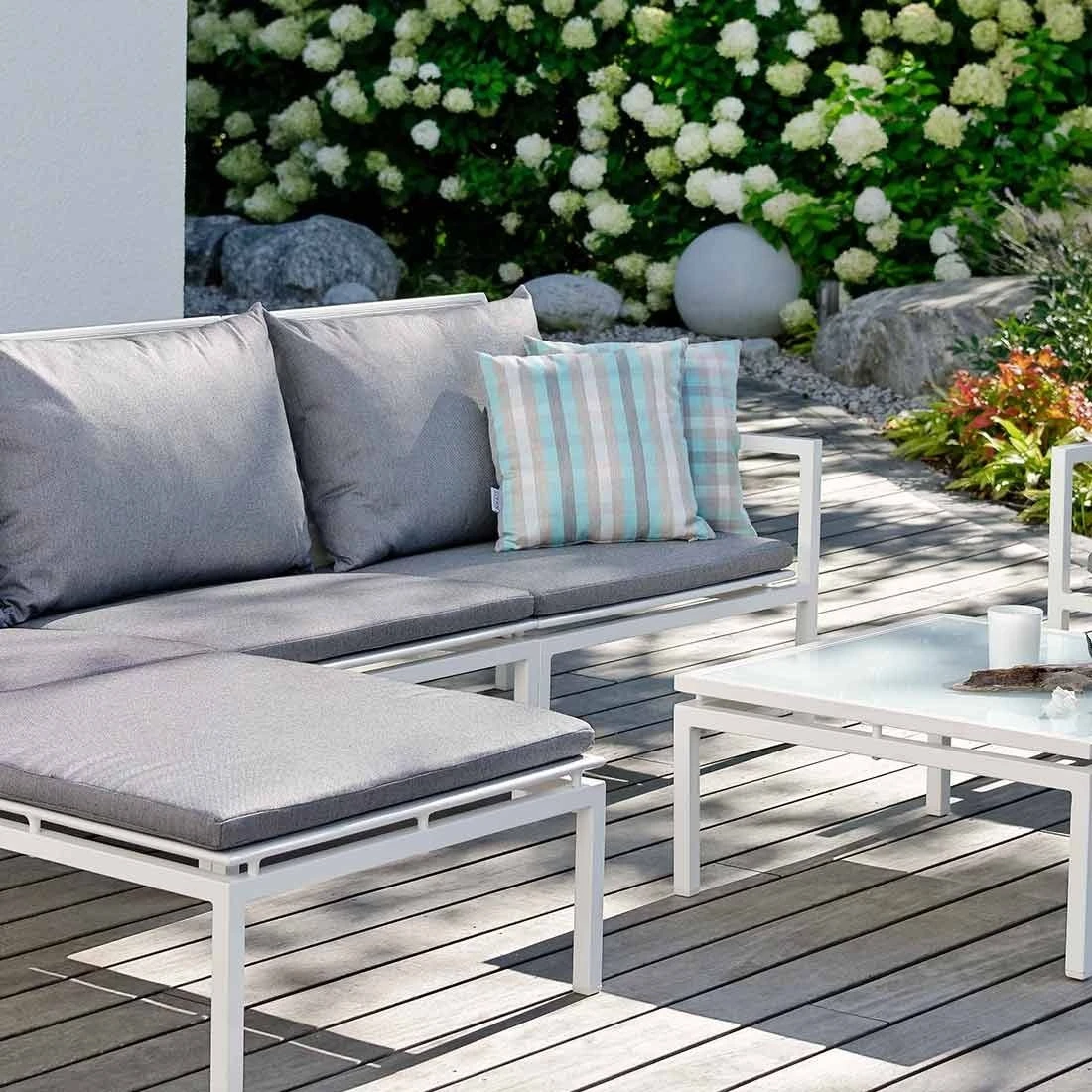 Stern Skelby Endmodul Rechts Aluminium/Textilene Weiß/Silber 4 Stern Skelby Endmodul Rechts Aluminium/Textilene Weiß/Silber – Bild 2