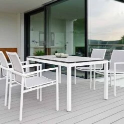 Stern Skelby Stapelsessel Aluminium/Textilene Weiß/Silber -Gartenmöbelgeschäft 1027117 2