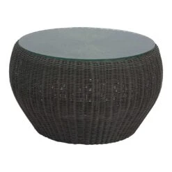 Stern Anny Loungetisch Geflecht/Glas 54x32 Cm Basaltgrau/Seidengrau