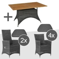 Zebra Status Dininggruppe 13-teilig Geflecht/Teak Anthrazit -Gartenmöbelgeschäft 1091907 3