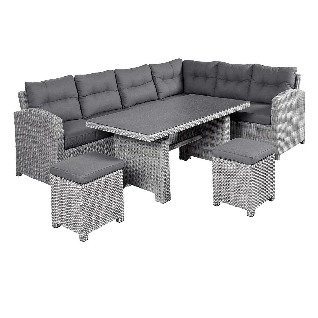 LC Garden Bilbao Dininglounge Geflecht Inkl. Kissen, Tisch Grau 5 LC Garden Bilbao Dininglounge Geflecht Inkl. Kissen, Tisch Grau – Bild 3