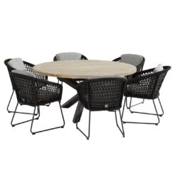 4Seasons Mila Gartenmöbel-Set 7-tlg. Mit Tisch Ø160cm Anthrazit/Teak