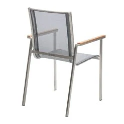 Musterring Brüssel Stapelsessel Edelstahl/Textilene Mit Teakarmlehnen Silbergrau -Gartenmöbelgeschäft 1232861 4