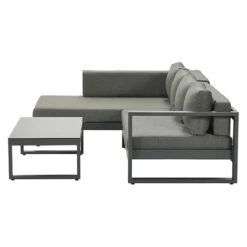 Garden Impressions Esmee Ecklounge 3-tlg. Aluminium/Polster Carbon Black/Mystic Grey -Gartenmöbelgeschäft 1247469 3