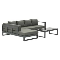 Garden Impressions Esmee Ecklounge 3-tlg. Aluminium/Polster Carbon Black/Mystic Grey -Gartenmöbelgeschäft 1247469 4