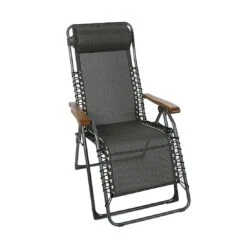 Sungörl Oasi DV Relaxliege Stahl/Textilene/Eschenholz Eisengrau/Quatro-Black-Gold