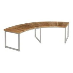 Zebra Onyx Gartenbank Viertelkreis Edelstahl/Teak Recycelt Natur