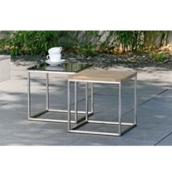 Stern Savona Beistelltisch 45x45cm Edelstahl/Teak Natur -Gartenmöbelgeschäft 804015 2