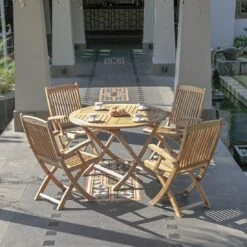 Zebra Poker Klapptisch Teak Mit Edelstahlbeschlägen Natur -Gartenmöbelgeschäft 862964 4