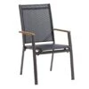 Sieger Cadiz Stapelsessel Aluminium/Textilene Mit Teakarmlehnen Eisengrau/Grau -Gartenmöbelgeschäft 873029 1