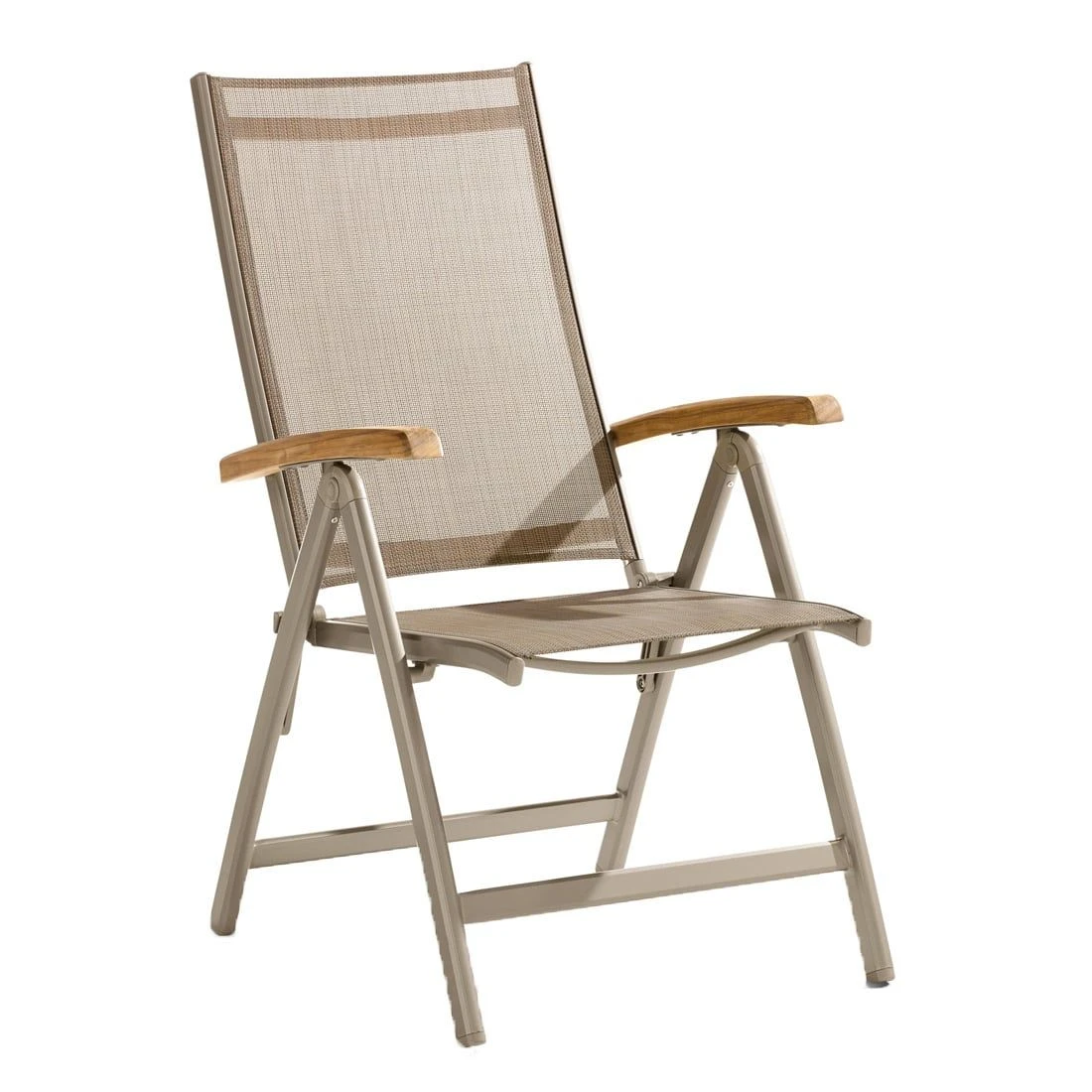 Sieger Cadiz Klappsessel Aluminium/Textilene Mit Teakarmlehnen Champagner/Natur 3 Sieger Cadiz Klappsessel Aluminium/Textilene Mit Teakarmlehnen Champagner/Natur