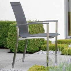 Stern Evoee Stapelsessel Edelstahl/Textilene Silber/Silbergrau -Gartenmöbelgeschäft 875427 2