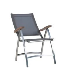 Zebra One Klappsessel Edelstahl/Textilene Silber/Dark Grey -Gartenmöbelgeschäft 903015 2