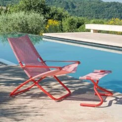 Emu Snooze Liegestuhl Stahl/Textilene Rot -Gartenmöbelgeschäft 911232 2