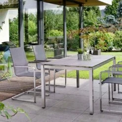 Stern Evoee Freischwinger Edelstahl/Textilene Silber/Silbergrau -Gartenmöbelgeschäft 926577 3