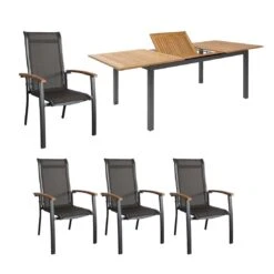 Hartman Alice/South Wales Sitzgruppe Stapel 5tlg Tisch 150/210cm Xerix Grey