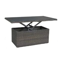 LC Garden Barcelona Lounge-Verstelltisch 130x75cm Geflecht/Spraystone Grey Mix/Schwarz