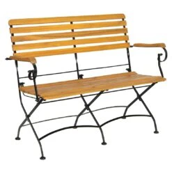 Acamp Lindau Gartenbank 115 Cm Eisen/Akazie Schwarz/Akazie