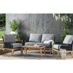 Acamp Mykonos Loungeset 4-tlg. Akazie/Rope Natur/Hellgrau/Anthrazit