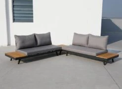 Acamp Naxos Loungeset 3-tlg. Mit Tisch 70x70 Cm Anthrazit/Teak-Look -Gartenmöbelgeschäft acamp naxos loungeset 3 tlg mit tisch 70x70 cm 1422127 3