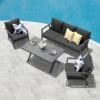 Acamp Thasos Dininglounge Aluminium/Kunstfaser Anthrazit/Grau 2 Acamp Thasos Dininglounge Aluminium/Kunstfaser Anthrazit/Grau -Gartenmöbelgeschäft acamp thasos loungegruppe 4 tlg aluminium polyester mi tisch 140x80 cm 1434502 1