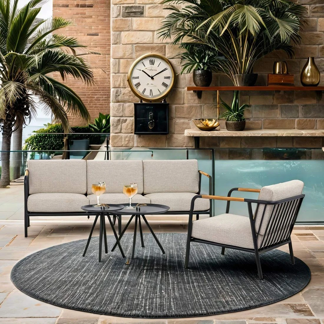 Apple Bee Elle Loungeset 3-tlg. Aluminium/Bee Wett Black/Natural Oak 3 Apple Bee Elle Loungeset 3-tlg. Aluminium/Bee Wett Black/Natural Oak