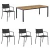 Cane-Line Less Gartenmöbelset 5-tlg. Mit Tisch 180x90cm Lava Grey/Natur -Gartenmöbelgeschäft cane line less gartenmoebelset 5 tlg mit tisch 180x90cm 1480625 1