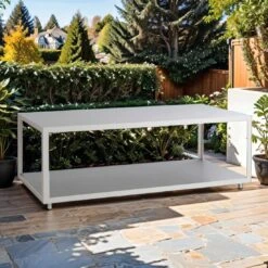 Cane-Line Level Loungetisch 120x60cm Aluminium/Keramik Weiß/Light Grey