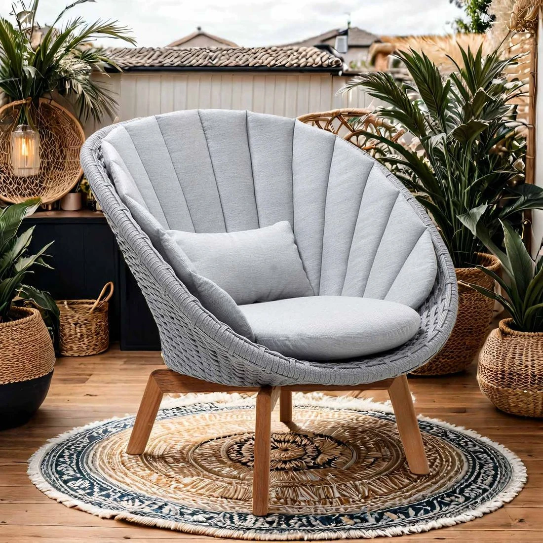 Cane-Line Peacock Loungesessel Teak/Rope Light Grey/Natur 3 Cane-Line Peacock Loungesessel Teak/Rope Light Grey/Natur