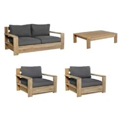 OUTLIV. Castello Loungeset 4-tlg. Recycelt Teak/Sunproof Natur/Dunkelgrau -Gartenmöbelgeschäft castello loungeset 4 tlg teak olefin 1392284 3