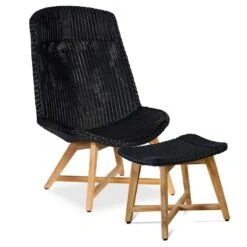 OUTLIV. Clovelly Loungesessel Inkl. Hocker Teak/Polyrattan Natur/Schwarz