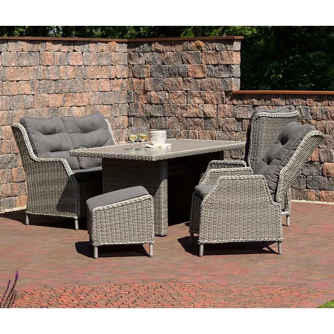 DeVries Salou Gartensofa Geflecht/Olefin Old White/Alpha Grey 4 DeVries Salou Gartensofa Geflecht/Olefin Old White/Alpha Grey – Bild 2