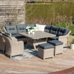 Garden Impressions Milwaukee Dininglounge Geflecht/Spun Polyester Vintage Willow/Reflex Black