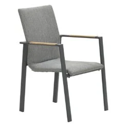 Garden Impressions Ottawa Stapelsessel Aluminium/Textilene/Teak Carbon Black/Grau