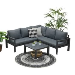 Garden Impressions Zion Ecklounge Aluminium/Polster Carbon Black/Mystic Grey -Gartenmöbelgeschäft garden impressions zion loungeecke aluminium polster 1350143 6