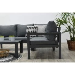 Garden Impressions Zion Ecklounge Aluminium/Polster Carbon Black/Mystic Grey -Gartenmöbelgeschäft garden impressions zion loungeecke aluminium polster 1350143 8
