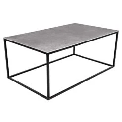 GRADEL Frame Alex Loungetisch 100x60cm Eisen/Keramik Schwarz/Betongrau