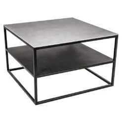 GRADEL Frame Marko 3 Loungetisch 65x65cm Eisen/Keramik Schwarz/Betongrau