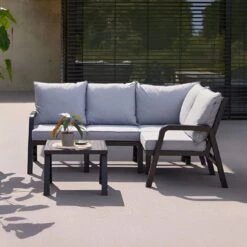 Hartman Ibiza Ecklounge Inkl. Tisch 60x60cm Kunststoff/Olefin Anthrazit/Hellgrau