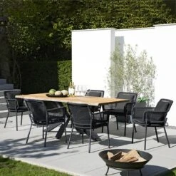 Interliving 7002 Gartenmöbelset 7-tlg. Mit Tisch 220x95 Cm Anthrazit/Grau