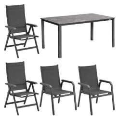 Kettler Basic Plus Gartenmöbelset 5-tlg. + Tisch 160x90cm Anthrazit