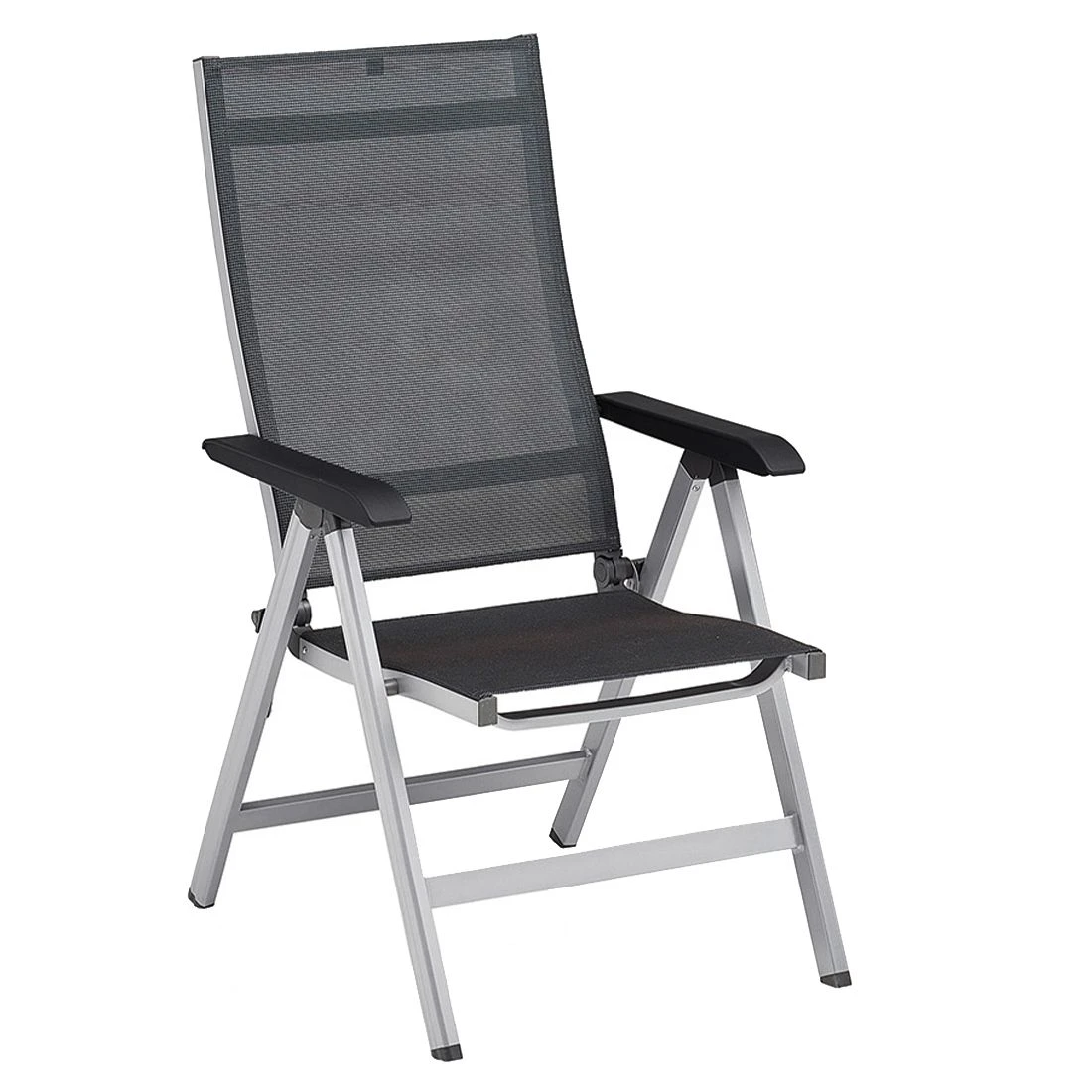 Kettler Basic+ Premium Klappsessel Aluminium/Textilene Silber/Lakritz 5 Kettler Basic+ Premium Klappsessel Aluminium/Textilene Silber/Lakritz – Bild 3