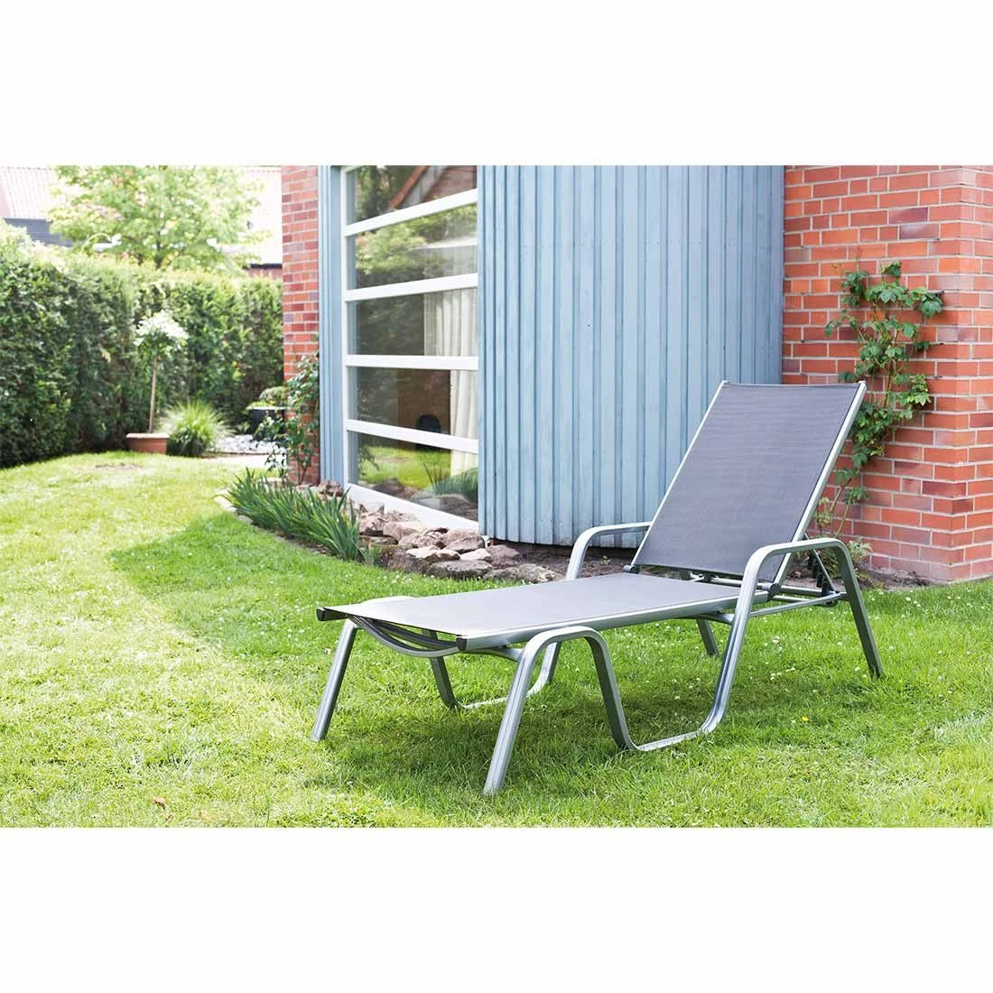 Kettler Basic Plus Gartenliege Aluminium/Textilene Silber/Anthrazit 4 Kettler Basic Plus Gartenliege Aluminium/Textilene Silber/Anthrazit – Bild 2