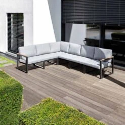 Kettler Ocean Skid Ecklounge 6-tlg. Aluminium/Olefin Anthrazit/Hellgrau Meliert -Gartenmöbelgeschäft kettler ocean skid dininglounge 6 tlg aluminium olefin 1351342 1