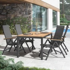 OUTLIV. Kobe Gartenmöbelset 5-tlg. Tisch 160x90cm Anthrazit -Gartenmöbelgeschäft kobe gartenmoebelset 5 tlg mit gartentisch 160x90cm 1388709 10
