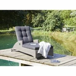 LC Garden Barcelona Gartenliege Geflecht/Polyester Grau Mix/Schwarz -Gartenmöbelgeschäft l c wholesaler barcelona loungeliege geflecht verstellbar 3