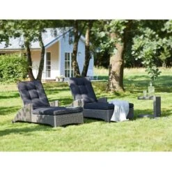 LC Garden Barcelona Gartenliege Geflecht/Polyester Grau Mix/Schwarz -Gartenmöbelgeschäft l c wholesaler barcelona loungeliege geflecht verstellbar 4