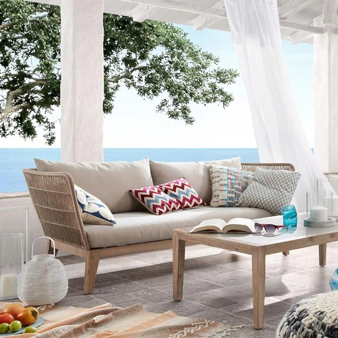 La Forma Belleny Gartensofa Eukalyptus/Rope Inklusive Kissen Beige 3 La Forma Belleny Gartensofa Eukalyptus/Rope Inklusive Kissen Beige