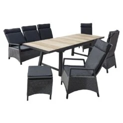 LC Garden Keramo Gartenmöbel-Set 6-tlg. Tisch 200/260x100cm Grau Mix/Anthrazit